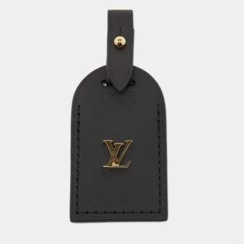 Pre Owned Louis Vuitton Black Leather Luggage Tag