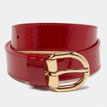 Pre Owned Louis Vuitton Pomme D'Amour Monogram Vernis Buckle Belt 80CM