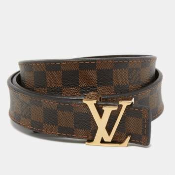 Pre Owned Louis Vuitton Damier Ebene Canvas LV Initiales  Slim Belt 80CM