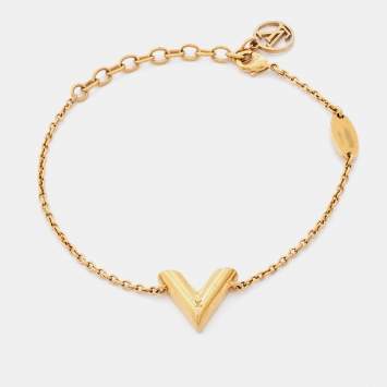 Pre Owned Louis Vuitton Essential V Gold Tone Bracelet