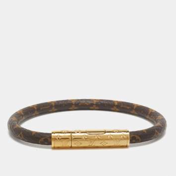 Pre Owned Louis Vuitton Confidential Monogram Canvas Gold Tone Bracelet