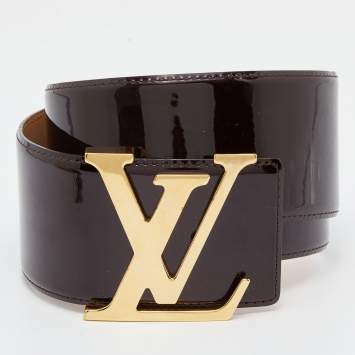 Pre Owned Louis Vuitton Amarante Vernis Leather LV Initiales Waist Belt 75 CM