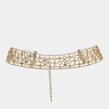 Pre Owned Louis Vuitton Filigram Gold Tone Necklace
