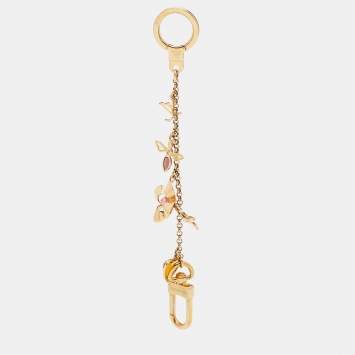 Pre Owned Louis Vuitton Gold Tone Chain Bee Fleur Bag Charm/Key Ring