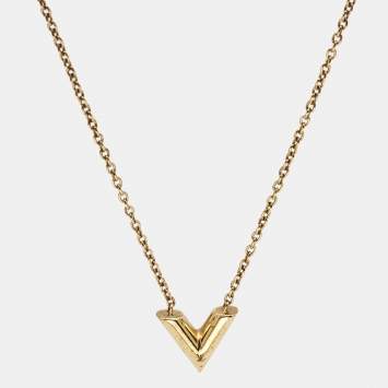 Pre Owned Louis Vuitton Gold Tone Essential V Necklace