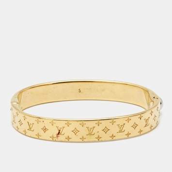 Pre Owned Louis Vuitton Nanogram Gold Tone Cuff Bracelet S