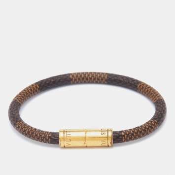 Pre Owned Louis Vuitton Brown Damier Ebene Keep It Bracelet