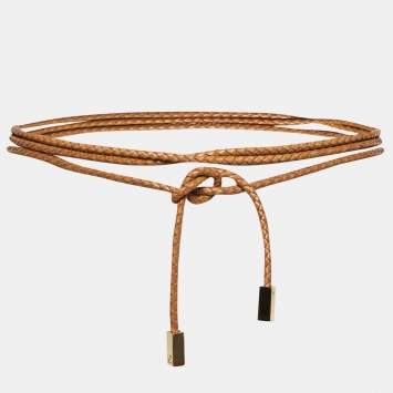 Pre Owned Louis Vuitton Tan Leather VVN Tressee Braided Belt