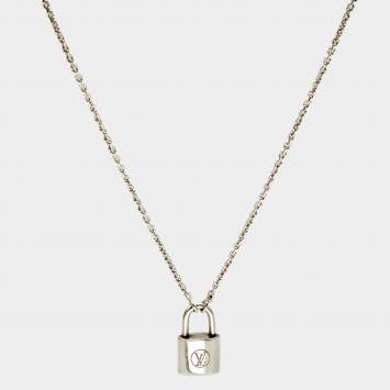 Pre Owned Louis Vuitton Lockit Sterling Silver Pendant Necklace