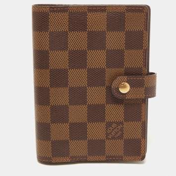 Pre Owned Louis Vuitton Damier Ebene Canvas Small Ring Agenda Cover