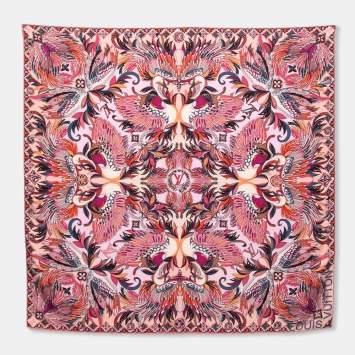 Pre Owned Louis Vuitton Multicolour Pink Angels Printed Silk Scarf