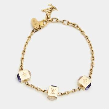 Pre Owned Louis Vuitton Gamble Crystal Gold Tone Bracelet