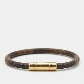 Pre Owned Louis Vuitton Keep It Bracelet Canvas Gold Tone Bracelet
