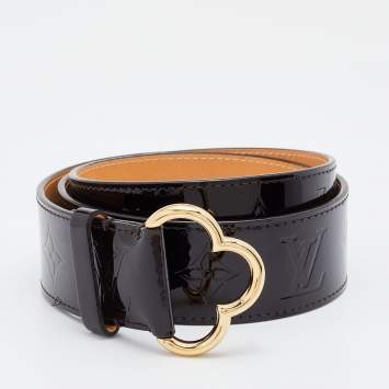 Pre Owned Louis Vuitton Amarante Monogram Vernis Fleur Buckle Belt 90CM