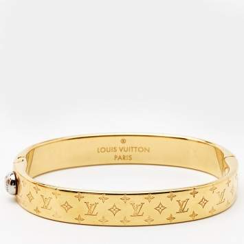 Pre Owned Louis Vuitton Nanogram Two Tone Cuff Bracelet S