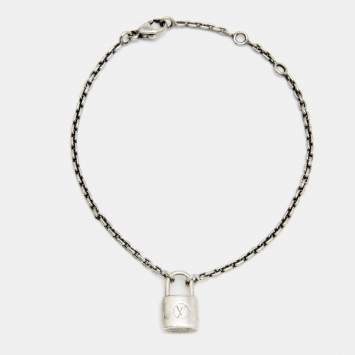 Pre Owned Louis Vuitton Lock It Sterling Silver Charm Bracelet