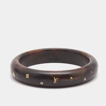 Pre Owned Louis Vuitton Wood Gold Tone Bangle Bracelet