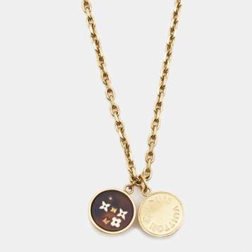 Pre Owned Louis Vuitton Half Sphere Resin Gold Tone Necklace