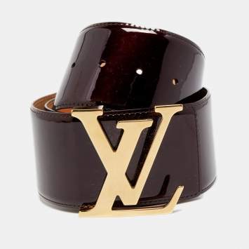 Pre Owned Louis Vuitton Amarante Vernis Leather LV Initiales Waist Belt 75 CM