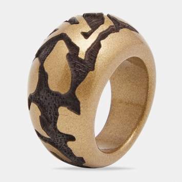 Pre Owned Louis Vuitton Wood Lacquer Monogram Ring Size 54
