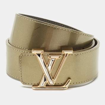 Pre Owned Louis Vuitton Green Vernis LV Initiales Belt 80CM
