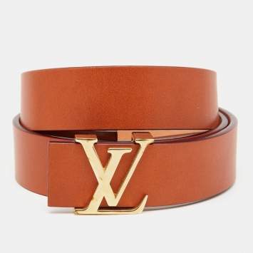 Pre Owned Louis Vuitton Brown Leather LV Initiales Belt 85CM