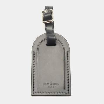 Pre Owned Louis Vuitton Black Leather Luggage Name Tag
