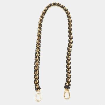 Pre Owned Louis Vuitton Black Braided Leather Chain Shoulder Bag Strap