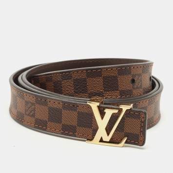 Pre Owned Louis Vuitton Mini Damier Ebene LV Initiales Belt 90CM
