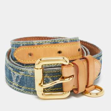 مملوكة مسبقًا Louis Vuitton Blue Monogram Denim Belt 90CM