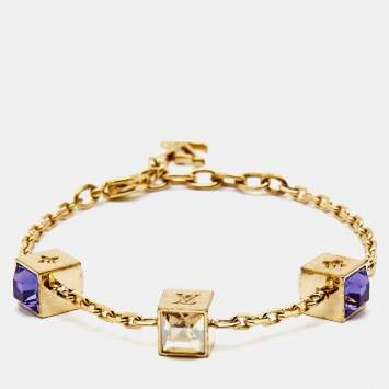 Pre Owned Louis Vuitton Gamble Crystals Gold Tone Bracelet