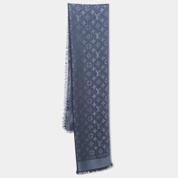 مملوكة مسبقًا Louis Vuitton Carbone Silk & Wool Classique Monogram Shawl