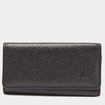 Pre Owned Louis Vuitton Black Leather 4 Key Holder