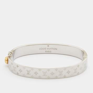 Pre Owned Louis Vuitton Nanogram Cuff Two Tone Bracelet M
