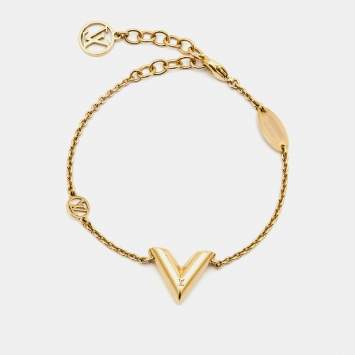 Pre Owned Louis Vuitton Essential V Gold Tone Bracelet