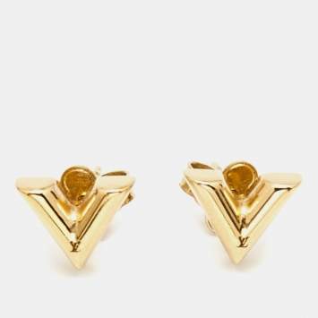 Pre Owned Louis Vuitton Essential V  Gold Tone Earrings