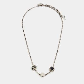 Pre Owned Louis Vuitton Gamble Crystals SIlver Tone Necklace