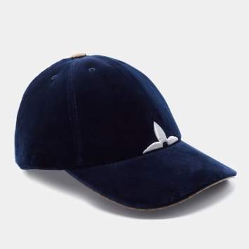 Pre Owned Louis Vuitton Marine Blue Monogram Velvet LV Touch Cap