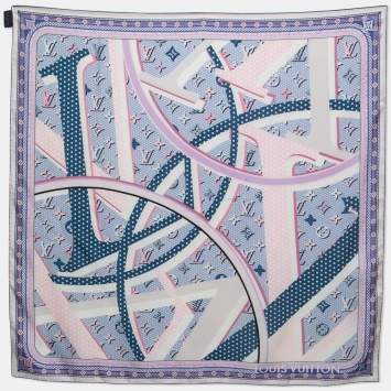 Pre Owned Louis Vuitton Blue LV Pop Silk Square Scarf