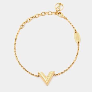 Pre Owned Louis Vuitton Essential V Gold Tone Bracelet