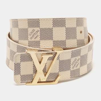 Pre Owned Louis Vuitton Damier Azur Canvas LV Initiales Belt 85CM
