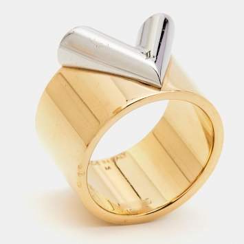Pre Owned Louis Vuitton Essential V Two Tone Ring Size 54