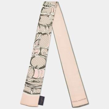 Pre Owned Louis Vuitton Pink Trunks Printed Silk Bandeau