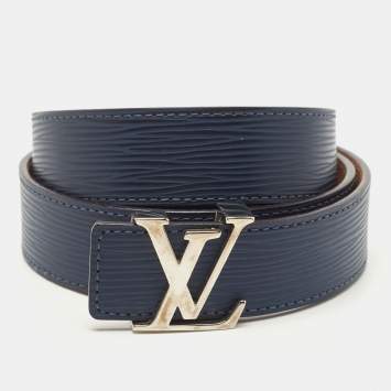 Pre Owned Louis Vuitton Blue Marine Epi Leather LV Initials Belt 90CM