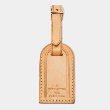Pre Owned Louis Vuitton Beige Leather Luggage Tag