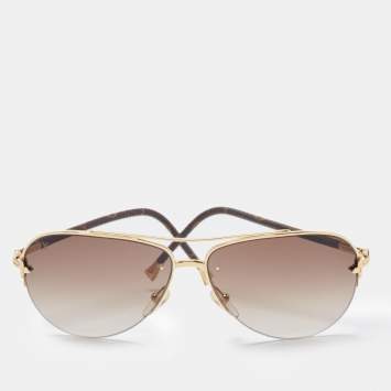 Pre Owned Louis Vuitton Gold/Brown Canvas Z0571U977 Gradient Aviator Sunglasses