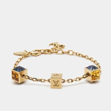 Pre Owned Louis Vuitton Gamble Crystal Gold Tone Bracelet