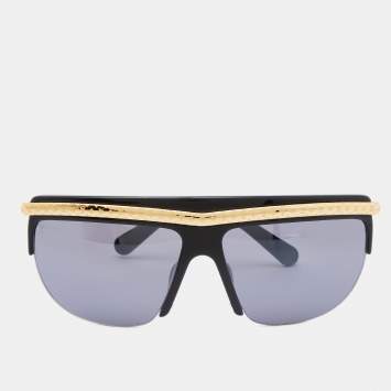 Pre Owned Louis Vuitton Black & Gold/Black Z0952E Rectangle Sunglasses