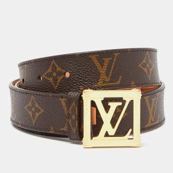 Pre Owned Louis Vuitton Monogram Canvas LV Frame Belt 85CM