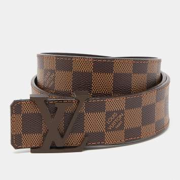 Pre Owned Louis Vuitton Damier Ebene Canvas LV Initiales Belt 90 CM